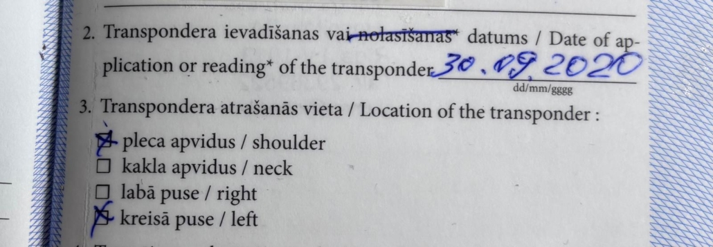 Illustratiivne pilt lemmiklooma passis toodud kiibi asukohast